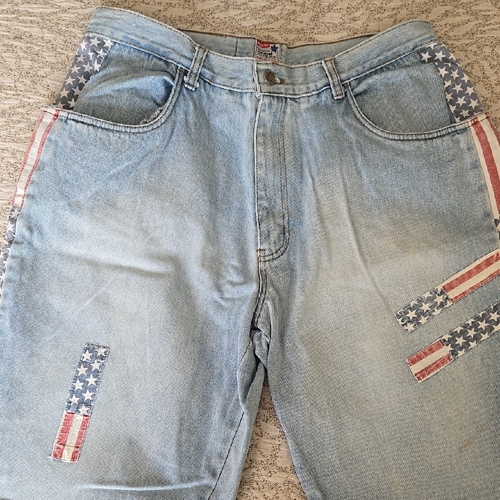 Vintage Bugle Boy Denim Jeans with American Flag Accents